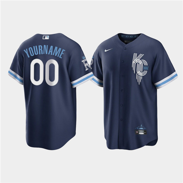 Men's Kansas City Royals Customized 2022 Navy City Connect Stitched Baseball Jersey Men's Kansas City Royals Customized 2022 Navy City Connect Stitched Baseball Jersey